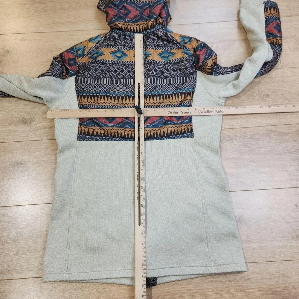 Burton Embry Jacket Womens Large Beige Aztec Southwestern Hooded Full Zip Fleece
